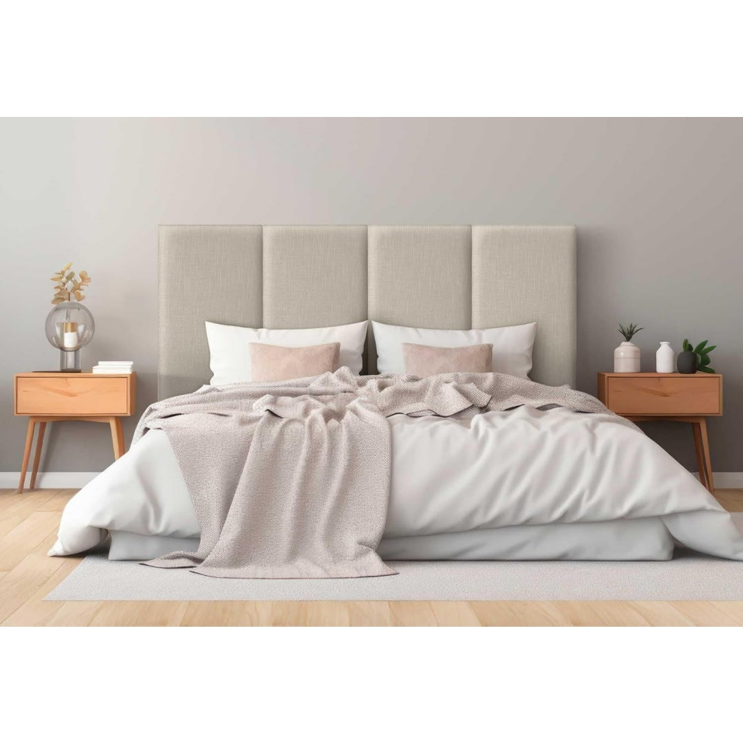 dhome gepolstertes kopfteil leinen natuerliches glattes fleckenbestaendiges modulares design vertikales selbstklebendes bett kopfteil schlafzimmer polsterung beige 210cm hoehe 80cm x5