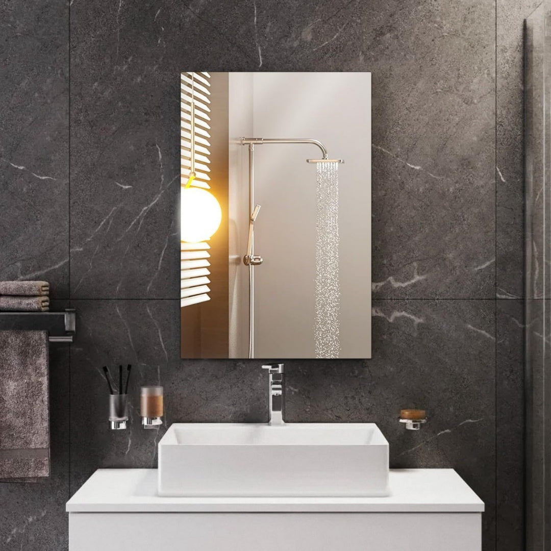 spiegel 40x60 cm rahmenlos rechteckig wandspiegel modern badspiegel badezimmerspiegel ohne rahmen hd spiegelglas bathroom mirror wall dekorative spiegel fuer bad badezimmer flur gaeste toilette wand