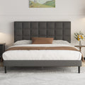 Polsterbett 140x200cm Doppelbett Einfache Montage Bett 140x200 Bettrahmen mit Kopfteil und Lattenrost Hoehe 30 cm Bettgestell Stauraum unter dem Bett Dunkelgrau