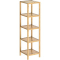 Badezimmer Regal Bambus 5 Ablagen Belastbarkeit 40kg 140x33cm Bad Kueche Kinderzimmer Wohnzimmer Buecherregal Holzregal Mehrzweckregal