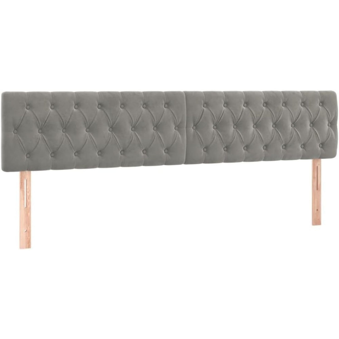 Kopfteil Polsterkopfteil Bettkopfteil fuer Bett Betthaupt Bettgestell Bettrahmen Schlafzimmer Bettzubehoer Hellgrau 180x7x78/88cm Samt