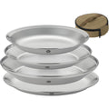 campingmoon camping-teller 4-teiliges set salat-beilagenteller geschirr outdoor-geschirr edelstahl mit canvas-etui s397-1s