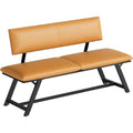 Sitzbank Esszimmer mit Rueckenlehne 139 cm Kuechenbank fuer 2-3 Personen Bezug aus Polyurethan Esstischbank mit Metallrahmen fuer Esszimmer Kueche Wohnzimmer Flur braun und schwarz ECB18CD01