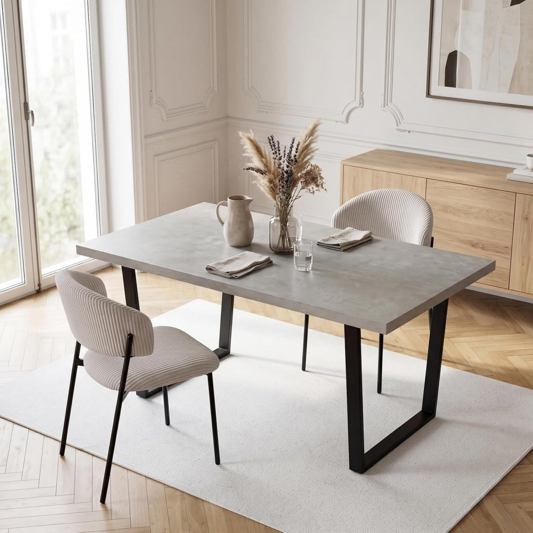 Esstisch mit 2 Stuehle 110 cm mitteldichte Faserplatte Esstisch und Stuehle mit Metallbeinen platzsparendes Kuechentisch Set fuer Kuechen Wohnzimmer Buero JD8483-Grau 1 Esstisch-110 cm 2 Esszimmerstuehle
