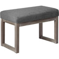 70cm Rechteckiger Fusshocker Bequemer Stoff gepolstert Holzbank Sitz fuer Wohnzimmer Schlafzimmer Outdoor Grau