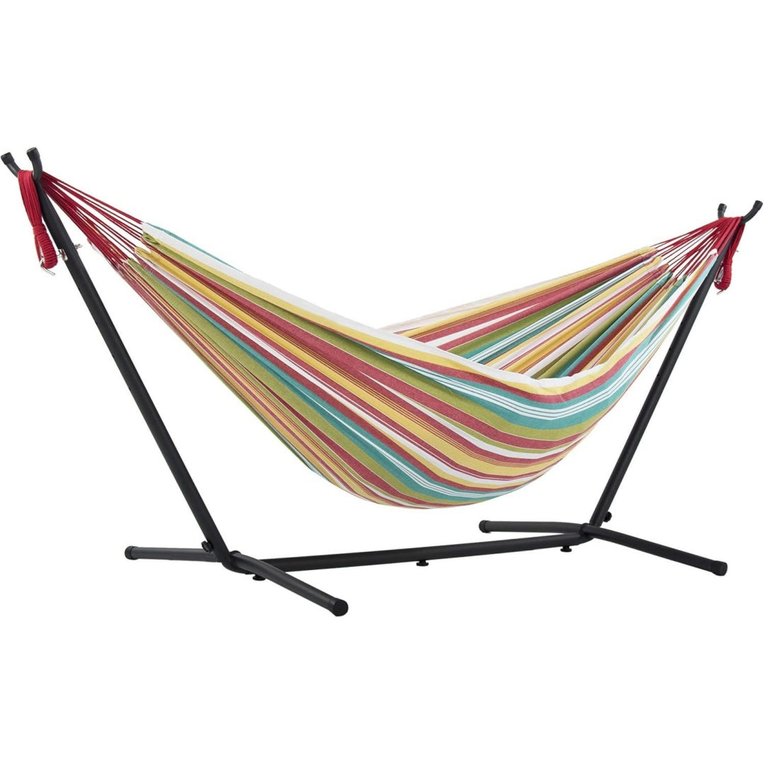 Doppel Baumwolle Haengematte mit Haengemattengestell 250 cm Salsa